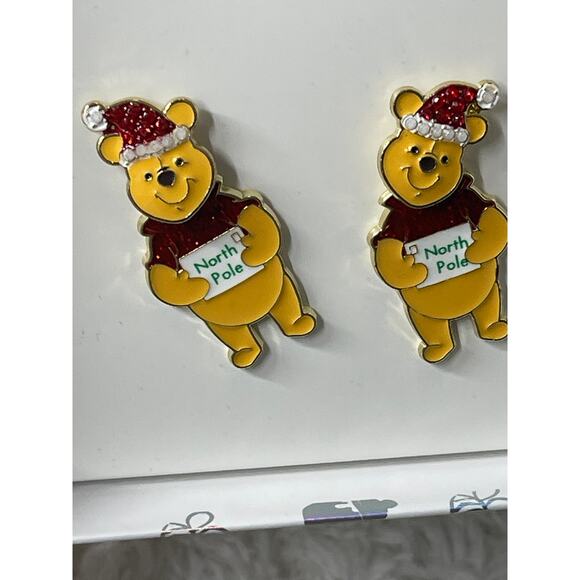 Disney BaubleBar Winnie the Pooh North Pole Moveable Holiday Stud Earrings NEW - Picture 5 of 10